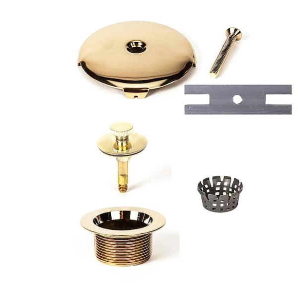 PF WaterWorks Lift Turn Tub Drain Trim Kit, Polished Brass