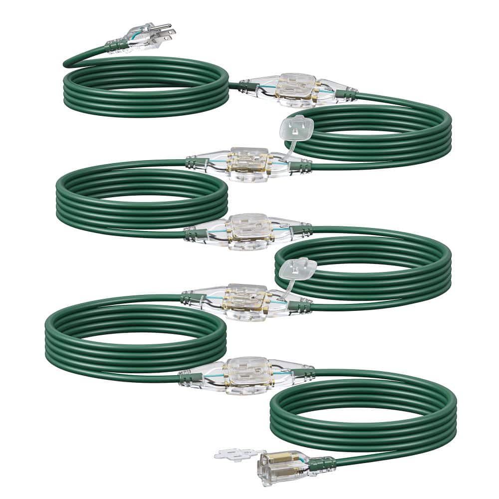 25 ft. 16/3 6 Clear Outlet Green Outdoor SJTW Weatherproof Extension Cord, 13A Grounded Christmas String Light Cord price history on PriceWatchPro