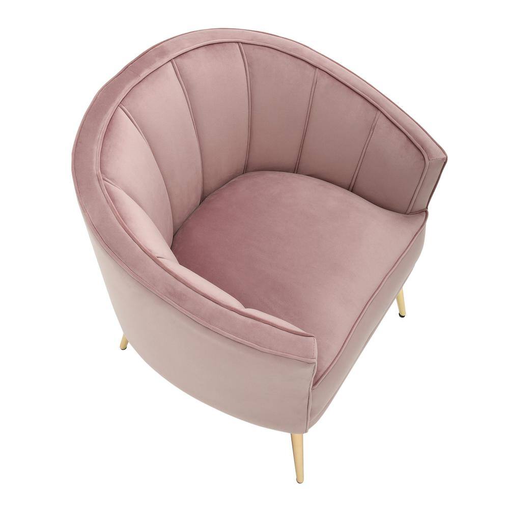 Blush Pink Velvet Barrel Accent Chair with Metal Legs