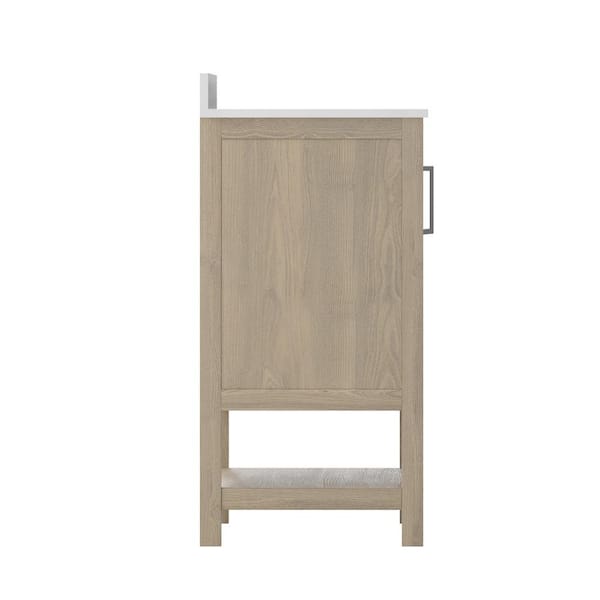 36 in. W x 19 in. D x 38 in. H Bathroom Vanity in Brown with White Stone Top