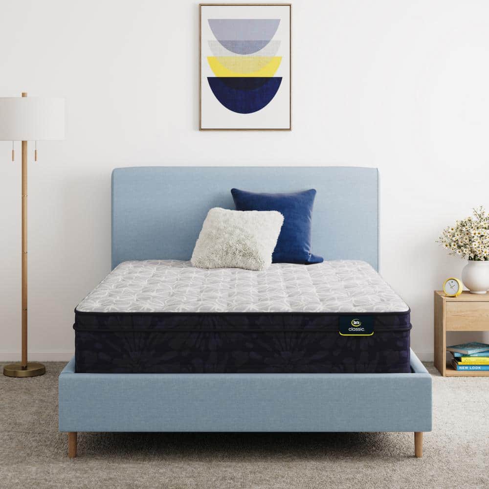 Serta Classic Clarks Hill LTD California King Plush Euro Top 12.5 in. Standard Profile Mattress Set