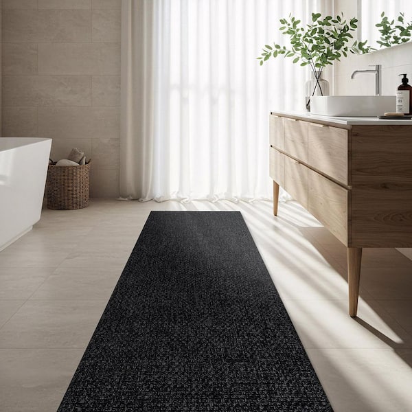 Terra Fiber Easy Jute Dark Grey 2 ft. x 7 ft. Solid Indoor Outdoor Area Rug