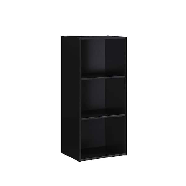 HODEDAH 3-Shelf, 36 in. H Black Bookcase