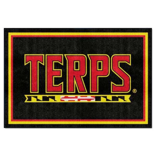 FANMATS Maryland Terrapins Black 5 ft. x 8 ft. Plush Area Rug
