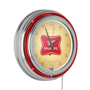 Miller High Life Red Logo Lighted Analog Neon Clock