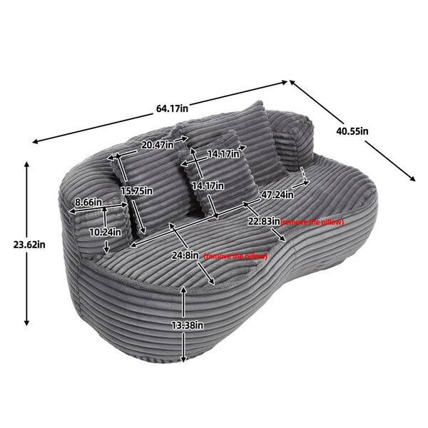 セ-ブル　スヌ-ドファー HOMEFUN 64 in. Armless Corduroy Curved Upholstered Oversized