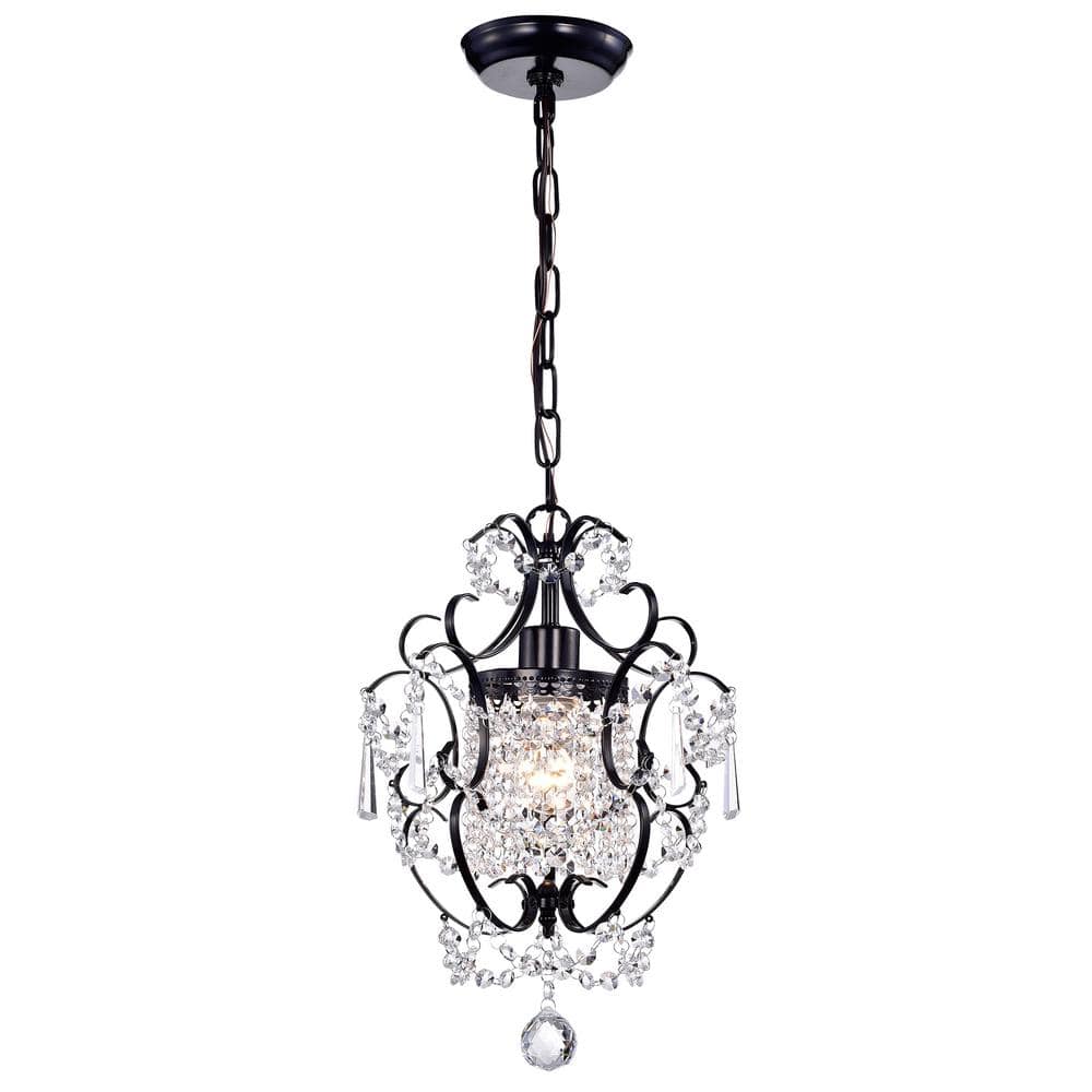Ava 11 in. Black Indoor Crystal Chandelier with Shade RL4025BL - The ...