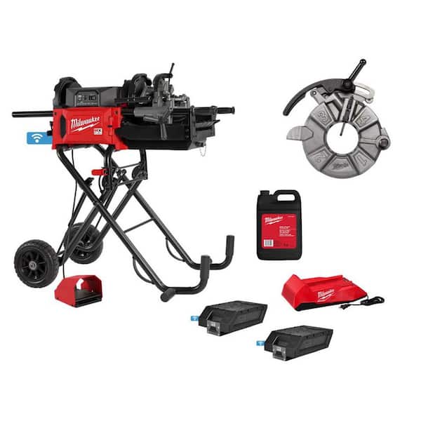 MX FUEL Lithium-Ion Cordless 1/2 in. to 2 in. Pipe Threading Machine w/BSPT Auto-Releasing Die Head w/Micro Adjustments