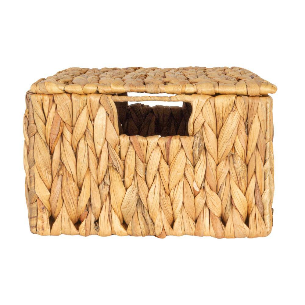 Natural Water Hyacinth Rectangular Storage Basket Set with Lids