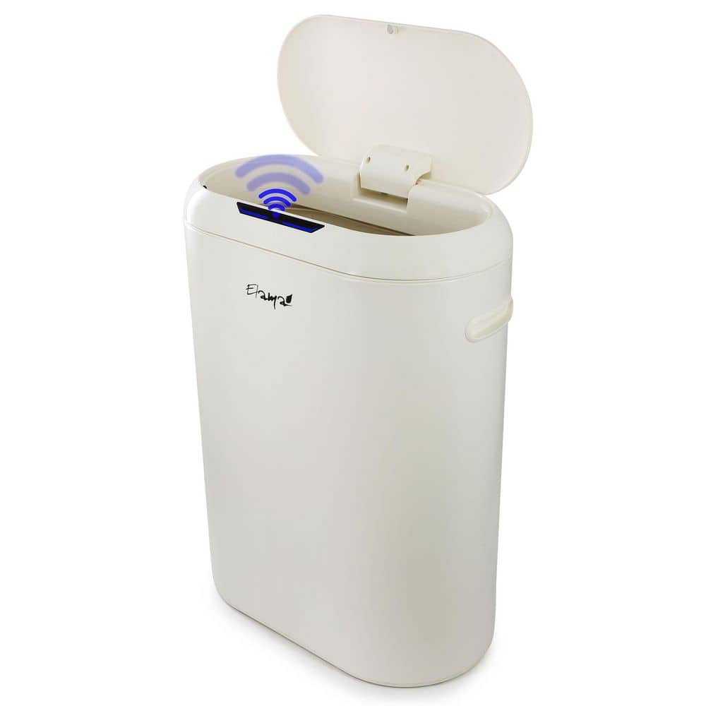 13 Gal. Automatic Sensor Hands Free Round Top Trash Can in White