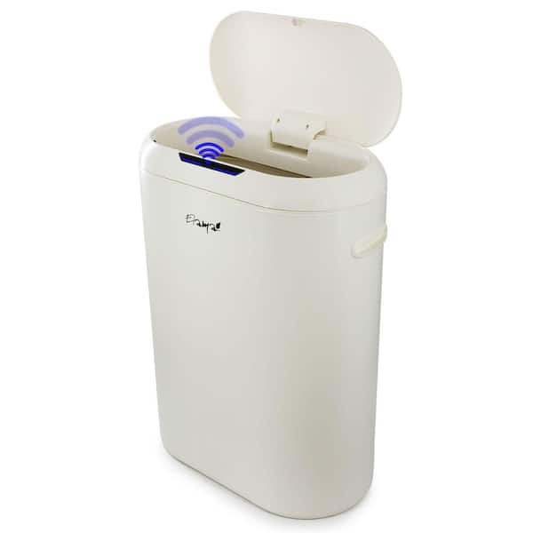 Elama 13 Gal. Automatic Sensor Hands Free Round Top Trash Can in White