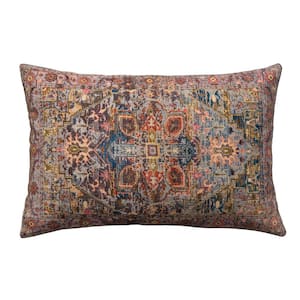 Multicolored Print Pattern Polyester 24 in. x 16 in. Throw Pillow
