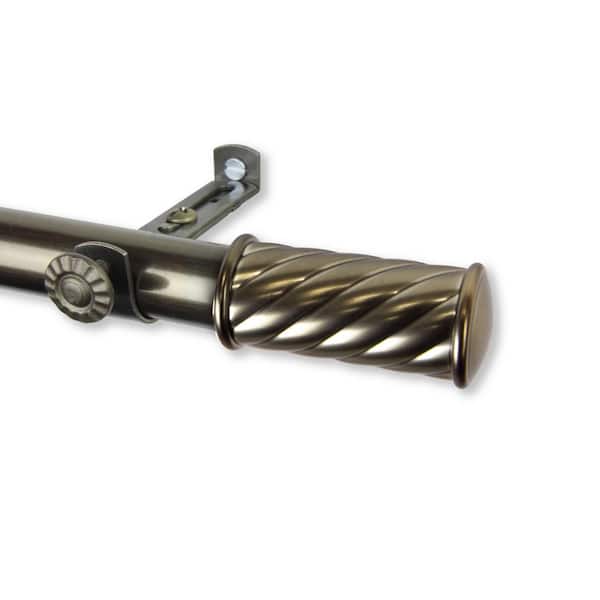 Rod Desyne Grip 120 in. - 170 in. Single Curtain Rod in Antique