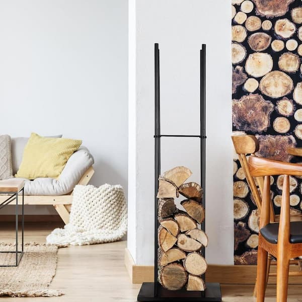 16 in. W Outdoor Decorative Metal Firewood Rack HPCNX5T1P6 - The