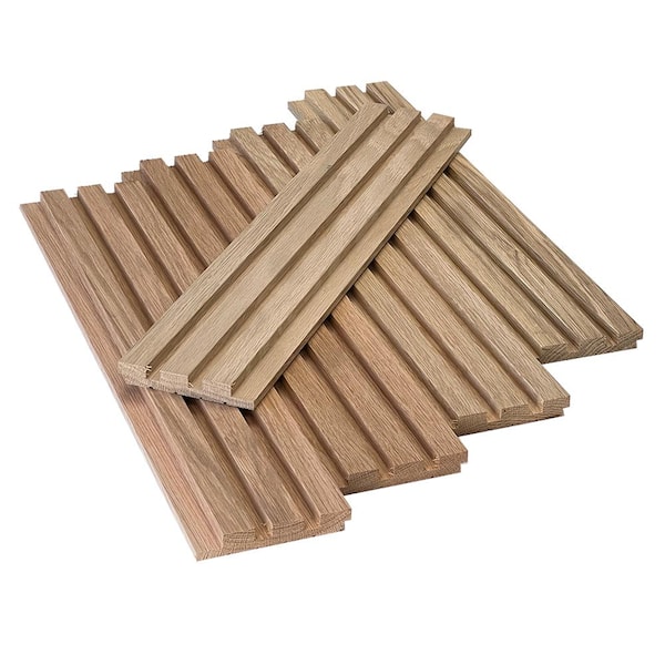 Swaner Hardwood 1 in. x 5 in. x 2 ft. White Oak Shiplap Slat Wall Hardwood Board (5-Pack)