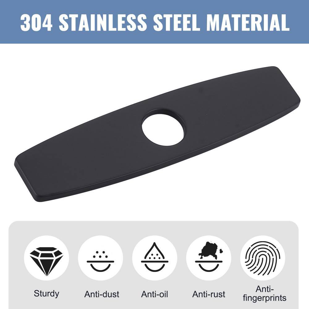 9.6 Inch Matte Black Stainless Steel Kitchen Sink Faucet Hole Cover Plate
