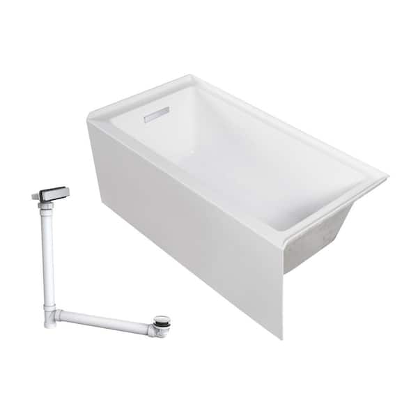 Transolid Unity AFR 60 in. x 30 in. Soaking Bathtub with Left Drain in White/Polished Chrome