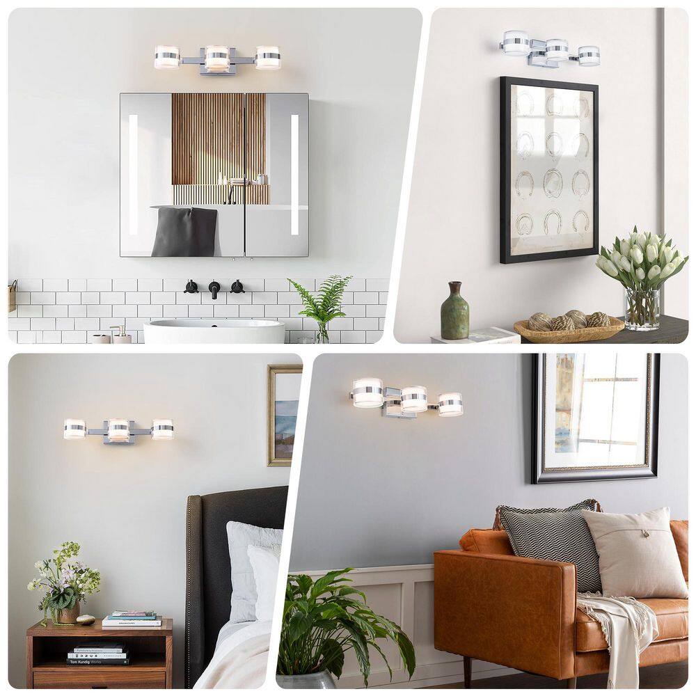 19.7" Chrome Acrylic 3-Light Dimmable Vanity Fixture