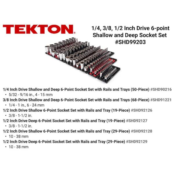 1/4,3/8,1/2 in. Drive 12-Point Socket Set with Rails and Trays (214-Piece)