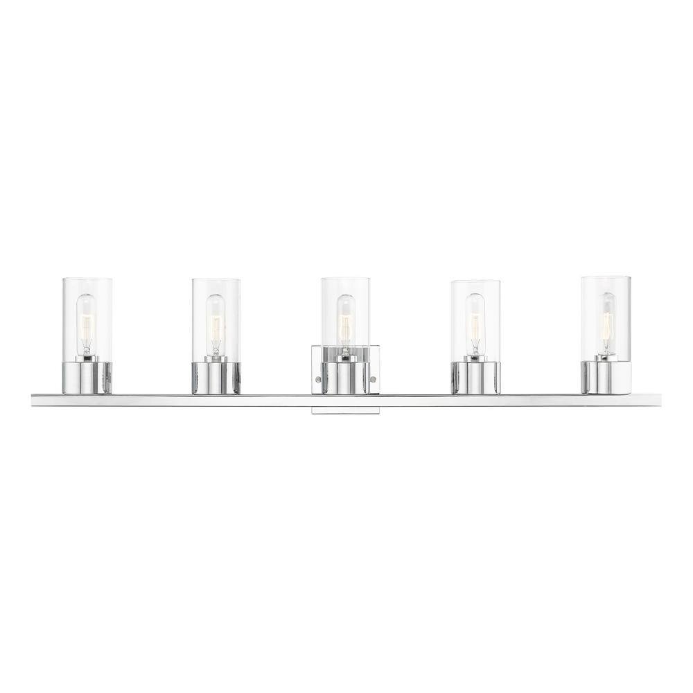 Carson Polished Chrome 5-Light Vanity Sconce with Clear Glass