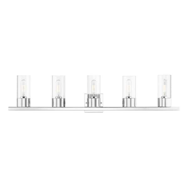 AVIANCE LIGHTING Belcrest 40 in. 5-Light Polished Chrome Vanity Light with Clear Glass