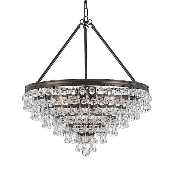 Crystorama Calypso 8-Light Crystal Teardrop Bronze Chandelier