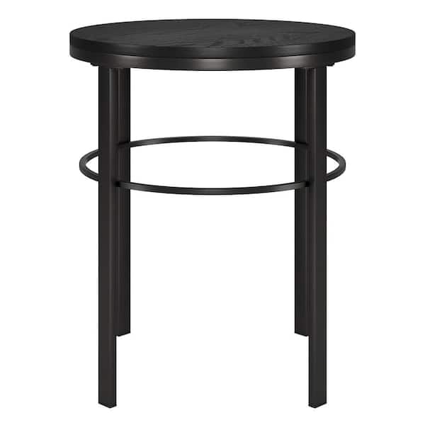 Meyer&Cross Gaia 20 in. Blackened Bronze and Black Grain Round MDF Top End Table