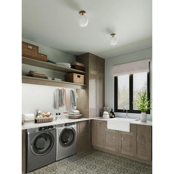 Progress Lighting Carisa Collection 7-3/8 in. 1-Light Mid Century Modern Vintage Gold Flush Mount