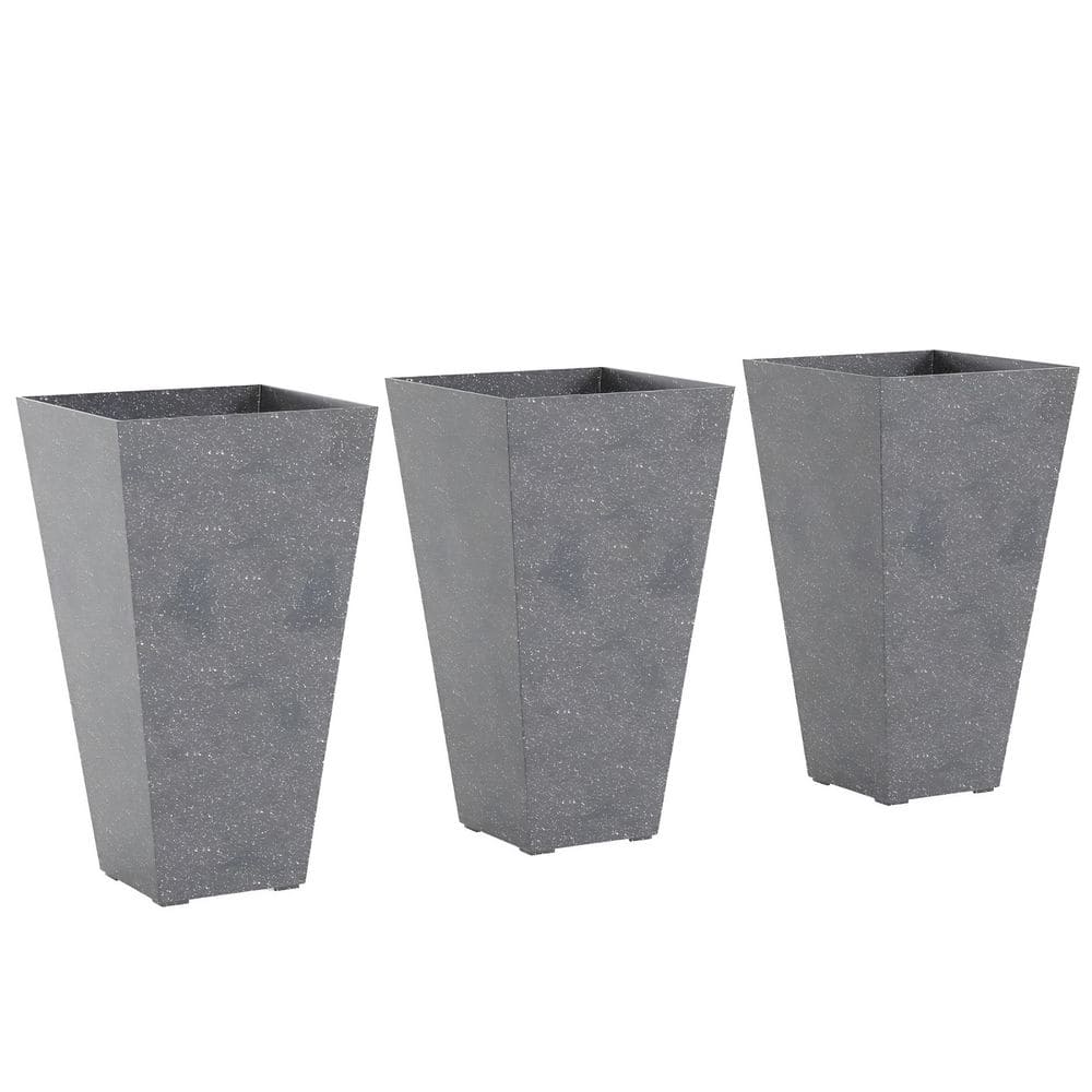3-Pack 28 in. H Resin Gray Stackable Tall Planters, Modern Marble-Look Flower Pots with Drainage Hole, Plug for Outdoor price history on PriceWatchPro