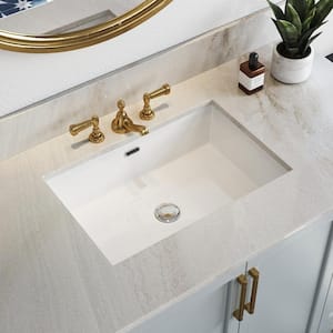 23-5/8 in.Rectangle Undermount Bathroom Sink in White with Overflow Drain