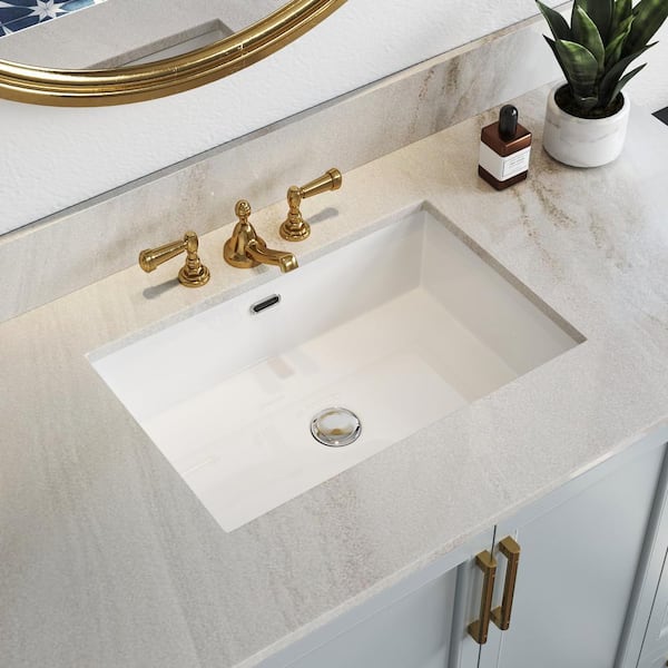 HOROW 23-5/8 in.Rectangle Undermount Bathroom Sink in White with Overflow Drain