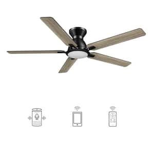 Essex 52 in. Integrated LED Indoor/Outdoor Black Smart Ceiling Fan with Light and Remote, Works with Alexa/Google Home