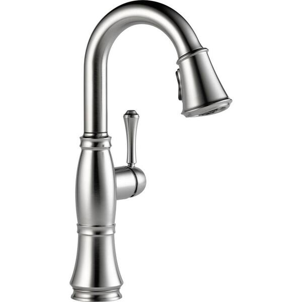 Delta Cassidy Single-Handle Pull-Down Sprayer Bar Faucet in Arctic Stainless