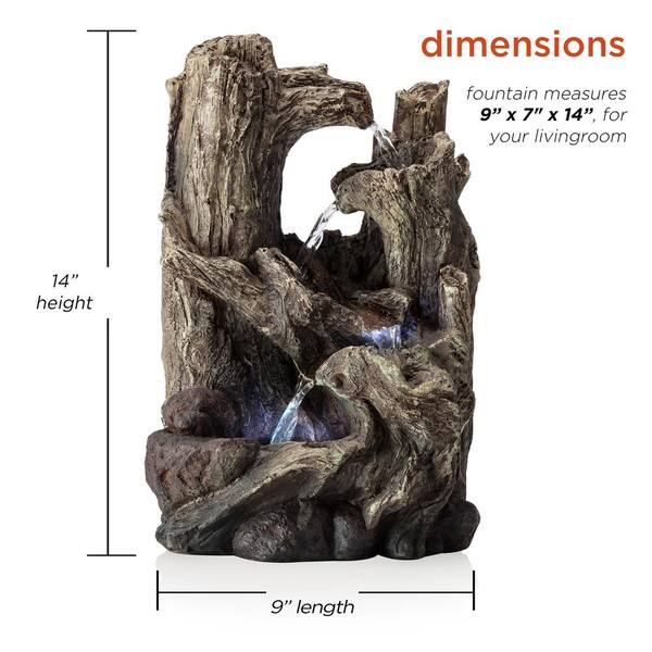 Alpine Corporation 5-Tier Rainforest Tree Trunk Water Fountain with LED Lights Alpine Corporation 5-Tier Rainforest Tree Trunk Water Fountain with LED Lights