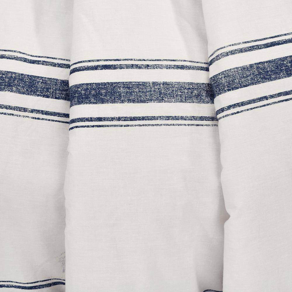 Farmhouse Stripe Navy Cotton Reversible Cozy Throw 60"x50"