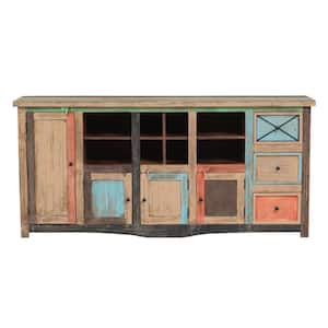 Hennepin Distressed Multicolor Wood 76 in. Sideboard with Soild Wood