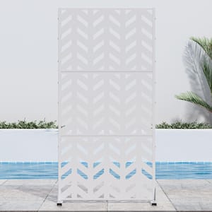 72 in. H x 35 in. W White Outdoor Metal Privacy Screen Garden Fence Arrow Pattern Wall Applique