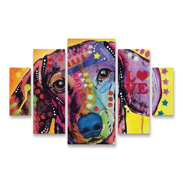 Trademark Fine Art Dean Russo Tilt Dachshund Love 5-Piece Panel Set Unframed Photography Wall Art 40 in. x 58 in.