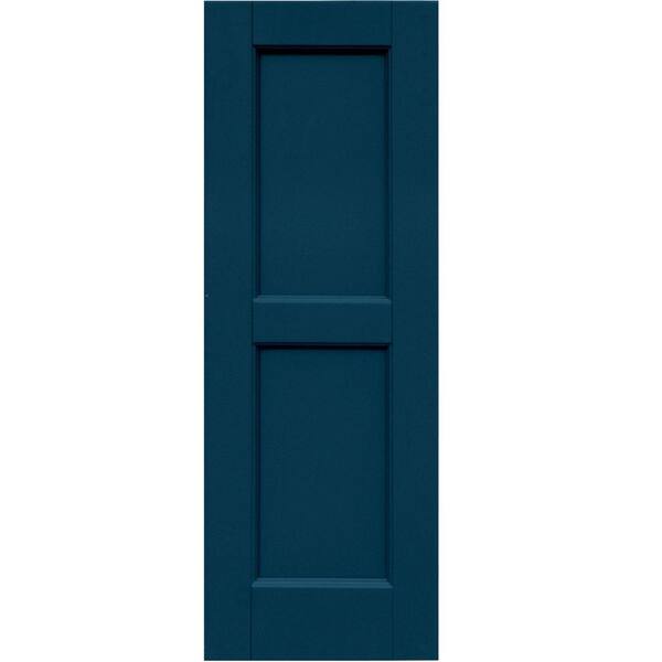 Winworks Wood Composite 12 in. x 34 in. Contemporary Flat Panel Shutters Pair #637 Deep Sea Blue