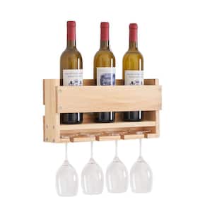 3-Bottle Natural Pine Wall Mounted Wine Rack