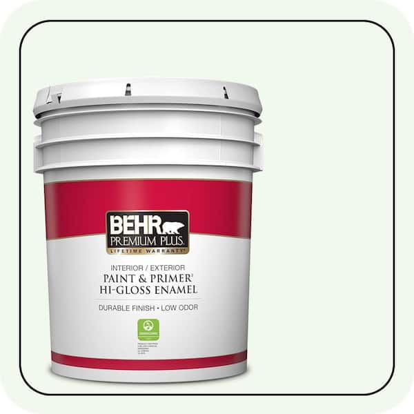 BEHR PREMIUM PLUS 5 gal. #GR-W05 Unwind Hi-Gloss Enamel Interior