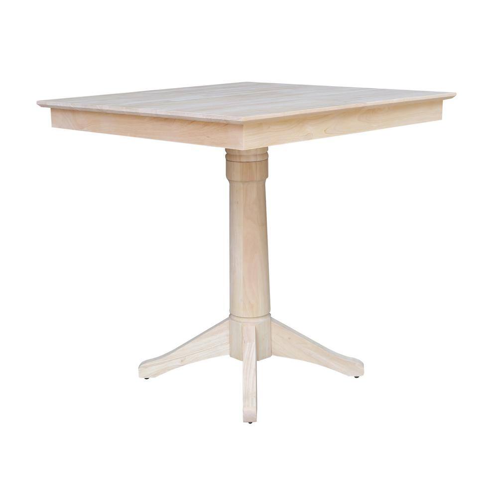 Natural Solid Wood Square Counter Height Pedestal Table