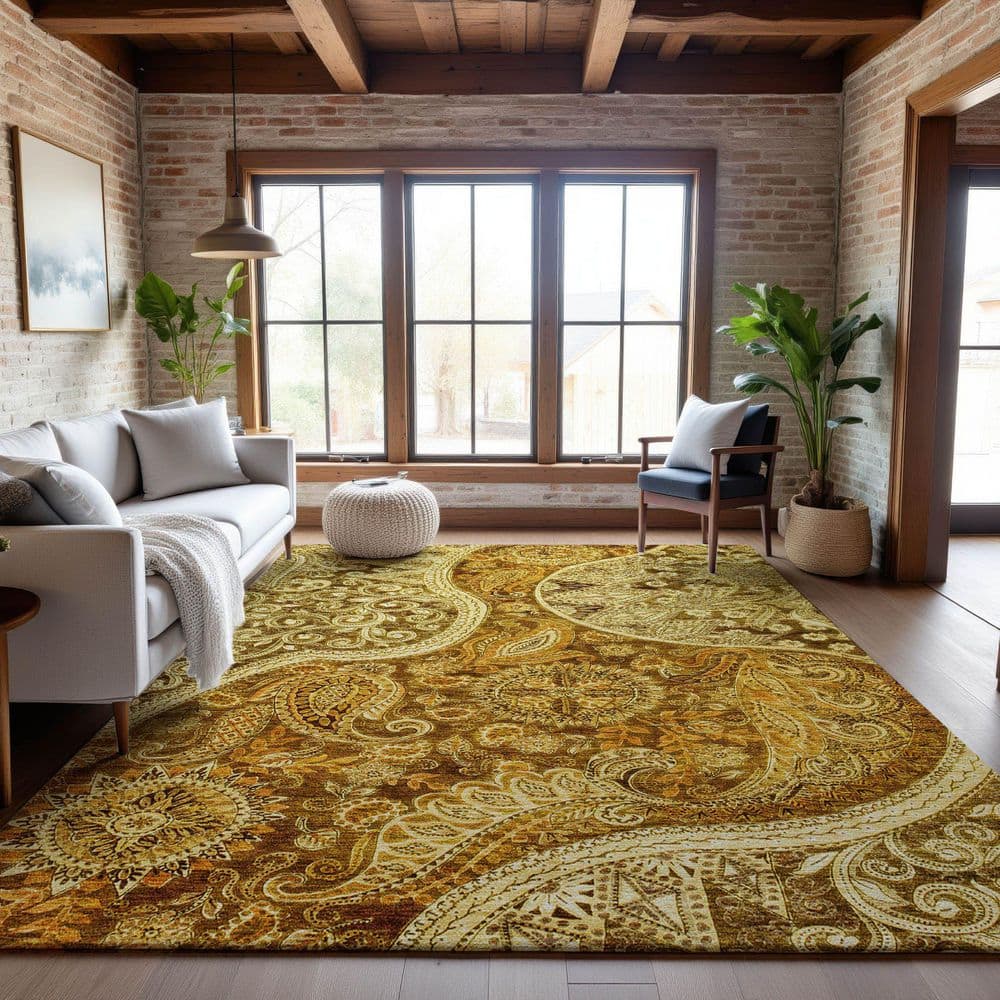 Mayfield Premium Machine Washable Abstract AMF1078 Terracotta 5 ft. x 7 ft. 6 in. Area Rug price history on PriceWatchPro