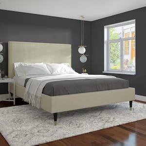 Audrey Ivory Velvet Full Size Upholstered Bed