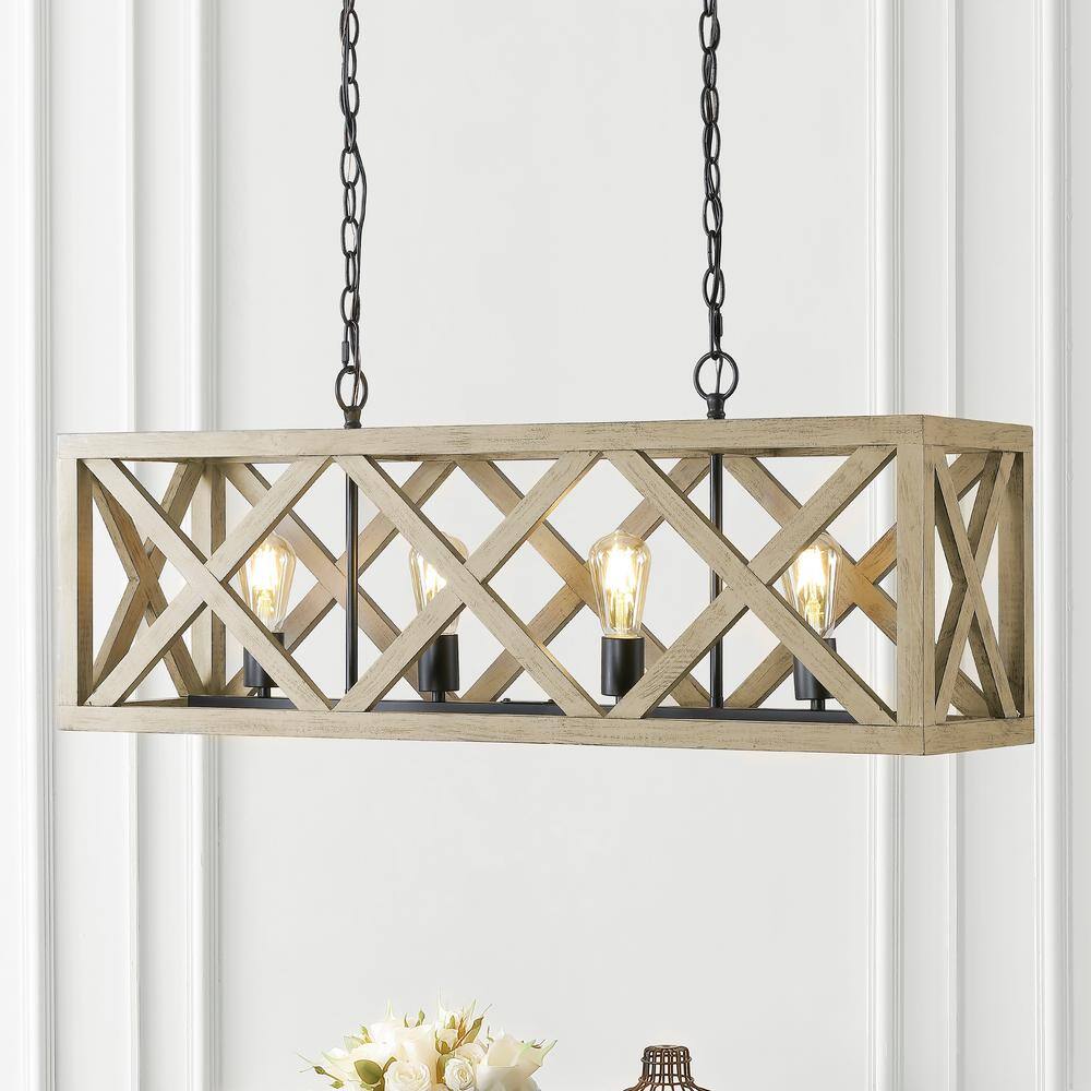 Black and Wood LED Farmhouse Pendant Light