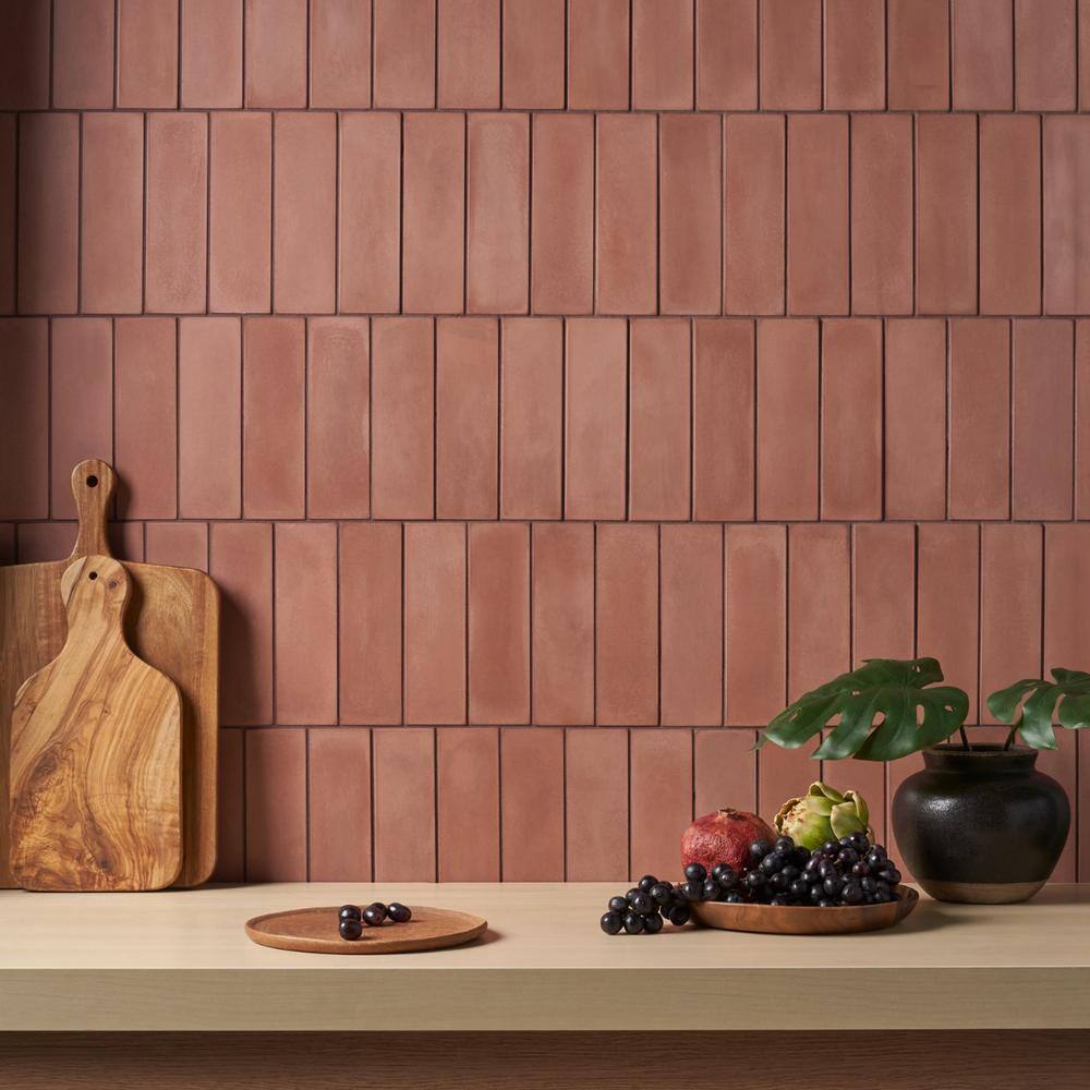 Cotto Matte Red Cement Look Subway Wall Tile 2" x 8"