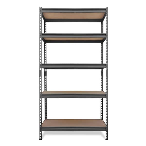 Pro Series 5-Tier Steel Garage Storage Shelving Unit in Matte Black with HDF Racks (36 in. W x 72 in. H x 18 in. D)