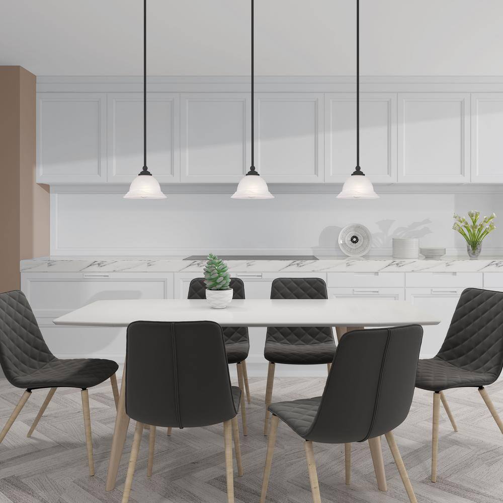 North Port Black Mini Pendant with White Alabaster Glass
