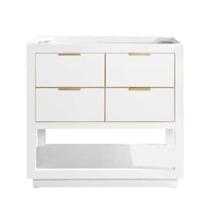 Allie 36 in. Bath Vanity Cabinet Only in White with Gold Trim