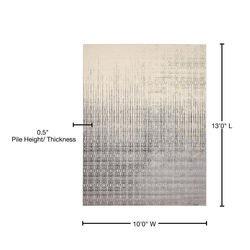 Gray Geometric Tufted Rectangular Washable Rug, 10'x13'